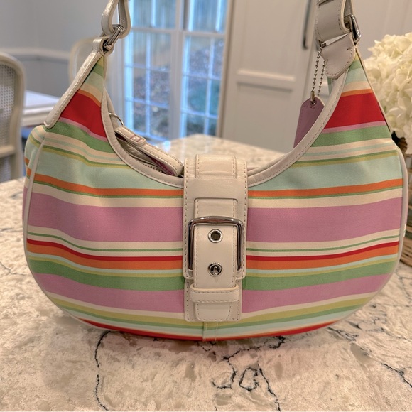 Coach Hampton Striped Crescent Hobo Bag, Style #F10702 - Picture 5 of 16